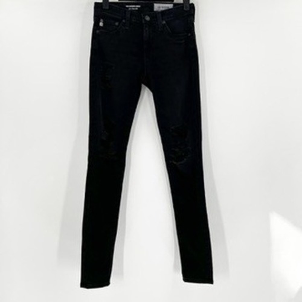AG Adriano Goldschmied Black Distressed Skinny Jeans‎ Women's Size 25R